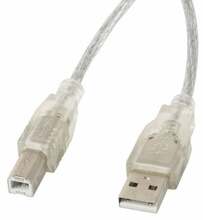 Kaabel Lanberg CA-USBA-12CC-0050-TR, USB 2.0 A male - B male, 5 m, läbipaistev
