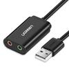 Heliadapter Ugreen 30724, USB, 3.5 mm, 0.15 m, must