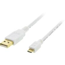 USB kaabel Deltaco MICRO-100 USB 2.0 A - Micro B, 1 m, valge