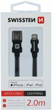 Kaabel Swissten MFI, USB/Apple Lightning, 3A, 2.0 m, must