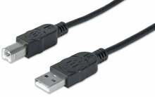 Kaabel Manhattan 333382, USB 2.0 AM-BM, 3 m, must
