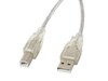 USB kaabel Lanberg CA-USBA-12CC-0018-TR, USB 2.0 AM-BM, 1,8 m, läbipaistev
