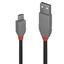 Adapterkaabel Lindy 36730 USB 2.0 Type A - Micro-B, 0.2 m, antratsiit