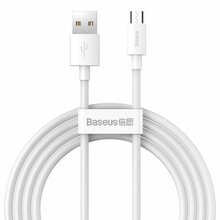 Kaablite komplekt Baseus Simple Wisdom USB - Micro USB, 2.1 A, 1.5 m, valge (2 tk)
