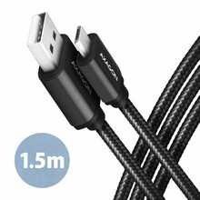 Kaabel Axagon BUMM-AM15AB, USB Type A - Micro USB, 1.5 m, must