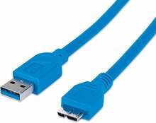 Kaabel Techly 304857, USB 3.0 A male - micro-B male, 50 cm, sinine