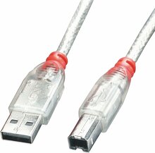 Kaabel Lindy 41754 USB 2.0 A to B, 3 m, läbipaistev