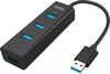 USB jagaja Unitek Y-3089, 4x USB 3.0, 30 cm, must