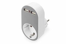 Digitus DA-70617 universaalne USB laadija 2 x USB-A pesaga ja integreeritud pistikupesaga