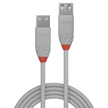 Kaabel Lindy Anthra Line USB 2.0 Type A pikendus, M/F, 0.2 m, hall