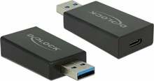 Adapter Delock USB 3.1 Gen 2 Type-A, male, USB Type-C, aktiivne, must
