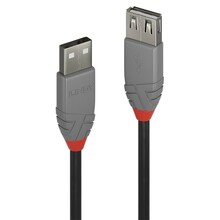 Kaabel Lindy Anthra Line USB 2.0 Type A M-F, 0,5 m, must