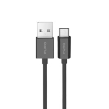 Kaabel Puro TPE 12W USB-A - microUSB, 1 m, must