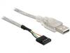 Kaabel Delock USB 2.0 5 pin, 0,7 m, valge