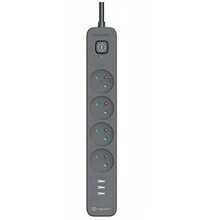 Pikendusjuhe Tracer 47027 Power Line+, 1,5 m, 4 pistikupesa + 3x USB-A, grafiit