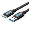 Kaabel Vention COPBG, USB 3.0 A - Micro-B, 1,5 m, must PVC