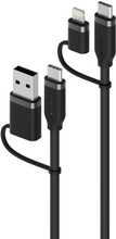Kaabel Alogic Elements Silicone 4-IN-1 USB 2.0, 1.5 m, must
