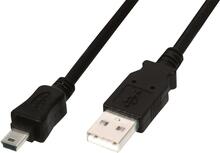 Kaabel Assmann AK-300130-030-S, USB 2.0 A - Mini USB B, 3 m, must