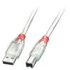 Kaabel Lindy USB 2.0 A - B, 5 m, läbipaistev