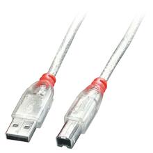 Kaabel Lindy USB 2.0 A - B, 5 m, läbipaistev