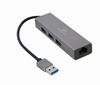 Adapter Cablexpert A-AMU3-LAN-01, USB AM, Gigabit, 3 USB 3.0 pordiga jagaja, hall