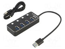 USB jagaja Gembird UHB-U3P4P-01, USB 3.1 Gen 1, 4 porti, must