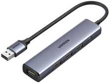 USB jagaja Ugreen CM473, USB 5-in-1, 4x USB 3.0, 0.15 m, hall