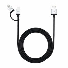 Kaabel Just Mobile AluCable Duo, 1.5 m, must
