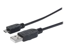 Kaabel Manhattan USB-A - Micro-USB, 1,8 m, must