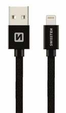 Kaabel Swissten Textile, USB - Lightning, 0.2 m, must