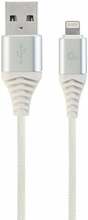 Kaabel Gembird CC-USB2B-AMLM-2M-BW2, USB-A/Lightning, 2 m, valge/hõbe