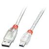 Kaabel Lindy 41781 USB 2.0 A to Mini-B, 0.5 m, läbipaistev