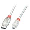 Kaabel Lindy USB 2.0 Type A - Mini-B, 3 m, läbipaistev