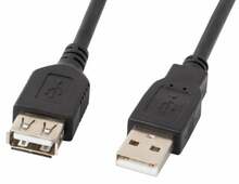 Kaabel Lanberg CA-USBE-10CC-0007-BK, USB 2.0, 0.7 m, must