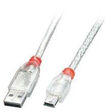 Kaabel Lindy 41781 USB 2.0 A to Mini-B, 0.5 m, läbipaistev