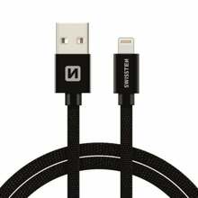 Kaabel Swissten Textile Lightning, 3 m, must