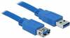 Kaabel Delock 82538 USB 3.0 A male to USB 3.0 A female, 1 m, sinine