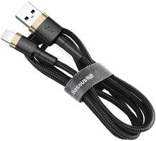 Kaabel Baseus CALKLF-BV1, USB Lightning, 2.4 A, 1 m, must/kuldne