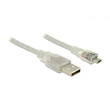 Kaabel Delock USB 2.0 A - USB 2.0 Micro-B, 1 m, läbipaistev