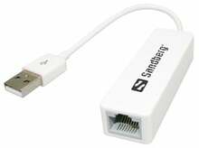 Adapter Sandberg 133-78 USB to RJ45, valge