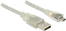 Kaabel Delock USB 2.0 A - Micro-B, 5 m, läbipaistev
