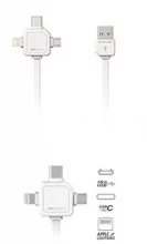 Kaabel Allocacoc 3 in 1 USB C, Lightning, Micro USB, 1.5 m, valge