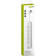 Pikendusjuhe Goobay 41265, 5 pistikut, 2 USB, 1.5 m, valge