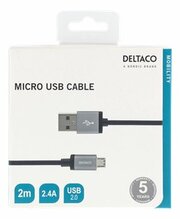 Kaabel Deltaco MICRO-113F USB-A male - USB Micro B male, 2 m, 2.4 A, must