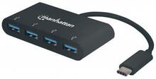 USB jagaja Manhattan 162746 SuperSpeed USB-C 3.1 Gen1, 4 porti USB-A 3.0