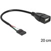 Kaabel Delock 83291, USB-A, 20 cm, roosa