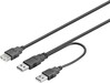 Kaabel Deltaco USB toite Y, 2x Type A male - 1x Type A female, 0,3 m, must