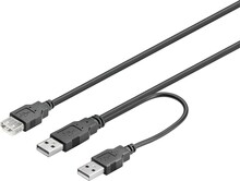 Kaabel Deltaco USB toite Y, 2x Type A male - 1x Type A female, 0,3 m, must
