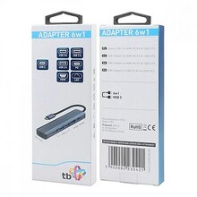 Adapter TB USB-C 6in1 HUB, HDMI, USBx3, PD, RJ-45