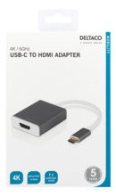 Deltaco USB-C - HDMI adapter USBC-HDMI9, 0,2 m, ruumhall